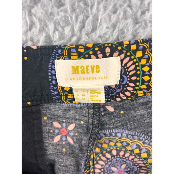 Maeve Anthropologie Black Printed Stretch Shorts Size 14  Boho Geometric Pattern - Picture 4 of 9